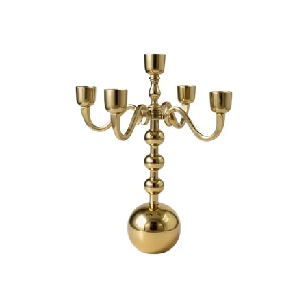 Mansion atmosphere Kerzenhalter aus Metall in Gold mit 5 Armen für Stabkerzen, Höhe: 35 cm