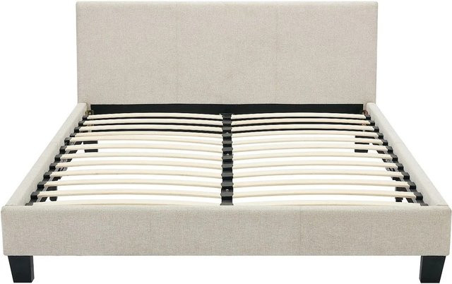Vente-unique Bettrahmen Cornelius in Beige mit Stoffbezug, B/T/H: 152 x 140 x 204 cm - Bild 1