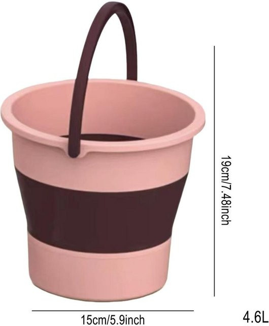 Faltbarer Eimer von Yiran Furniture in Pink, platzsparender Tragbarer Eimer für Camping, Autowäsche und Haushalt, B/T/H: 19,0 x 15,0 cm - Bild 1