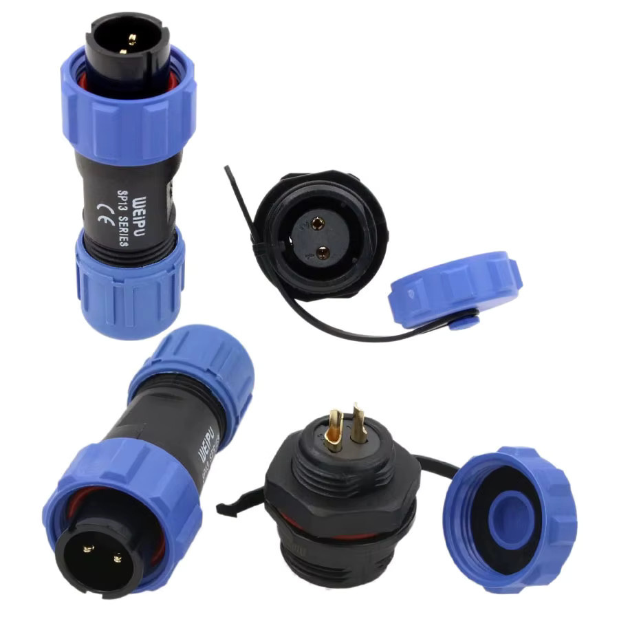 FRHY SP13 2-poliger wasserdichter Luftfahrt-Steckverbinder mit Stecker und Buchse, IP68 Industrieplattenmontage, Verlängerungskabeladapter für den Außenbereich - Bild 2