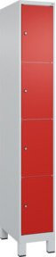 C+P Schließfachschrank Classic PLUS mit Füßen, 1 Abteil, Grau/Verkehrsrot, B/T/H: 195 x 30 x 50 cm - Bild 1