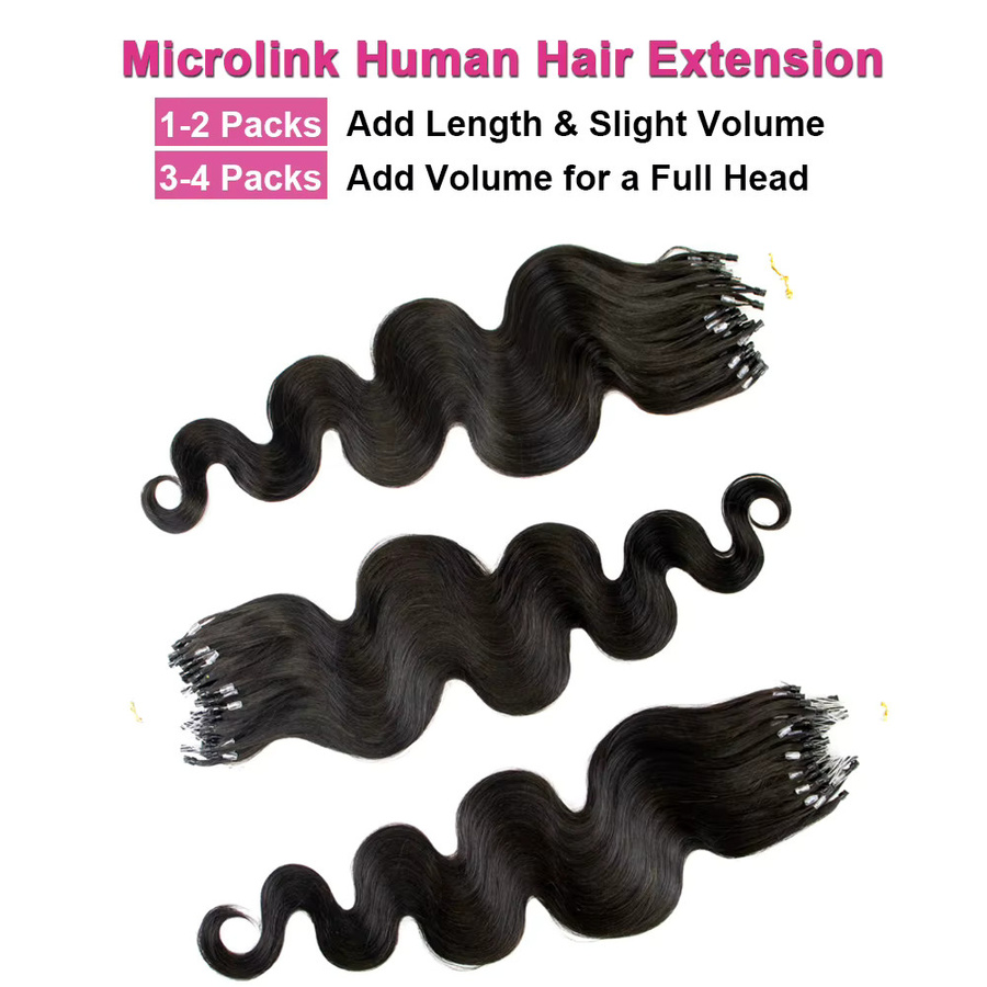 mayfive Micro Link Haarverlängerung Echthaar, Body Wave, 50g - Bild 4