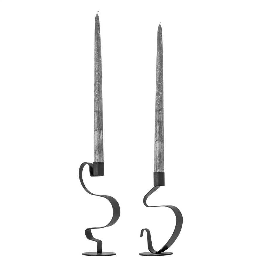 Bloomingville Kerzenhalter aus Metall in Schwarz, Set mit 2 organisch geschwungenen Tischkerzenhaltern im skandinavischen Design - Bild 1