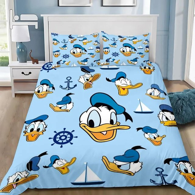 Bettwäsche-Set mit Donald Duck Motiv aus Polyester, Blau, B/H: 140 x 210 cm - Bild 1