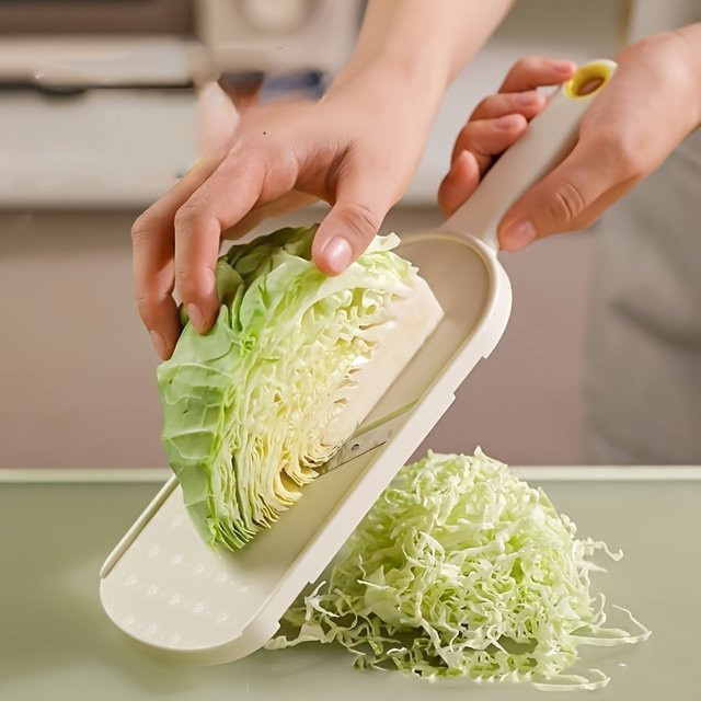 Weiße Kohlreibe aus Kunststoff für Zwiebeln, Gurken, Kartoffeln und Salat, rechteckiges Küchenwerkzeug zum ultrafeinen Schneiden und Zerkleinern - Bild 1
