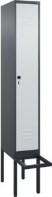 C+P Spind Classic PLUS Garderobenschrank mit Sitzbank, 1 Abteil, B/T/H: 212,0 x 30,0 x 81,5 cm, Anthrazitgrau/Lichtgrau/Schwarzgrau, mit 4 Garderobenhaken und Sicherheits-Drehriegel - Bild 1