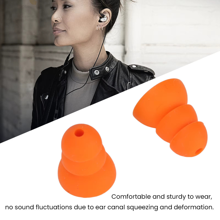 VBESTLIFE Silikon-Ohrstöpsel in Orange mit 3-lagigem Design als Ersatz-Ohrstöpsel für SE215 und In-Ear-Kopfhörer mit 2,0 mm bis 3,5 mm Innenloch - Bild 4