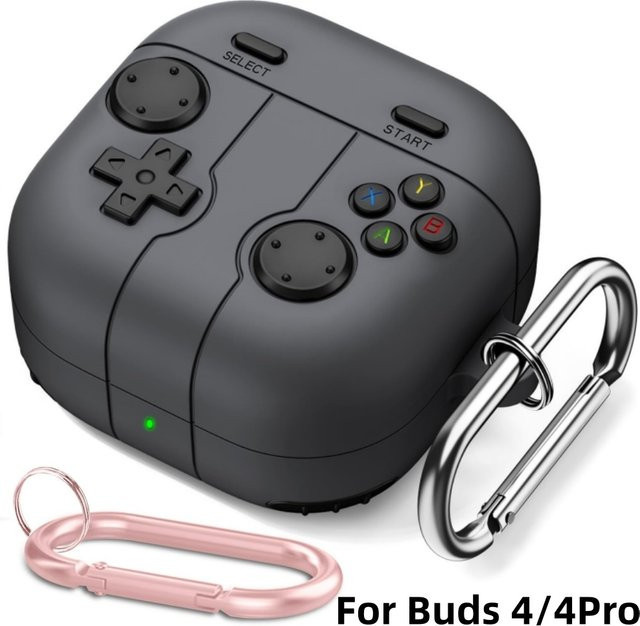 Samsung Galaxy Buds 4/4 Pro Silikon Schutzhülle mit 3D-Spiel-Design, Schlüsselanhänger und Reinigungsset, transparent - Bild 1