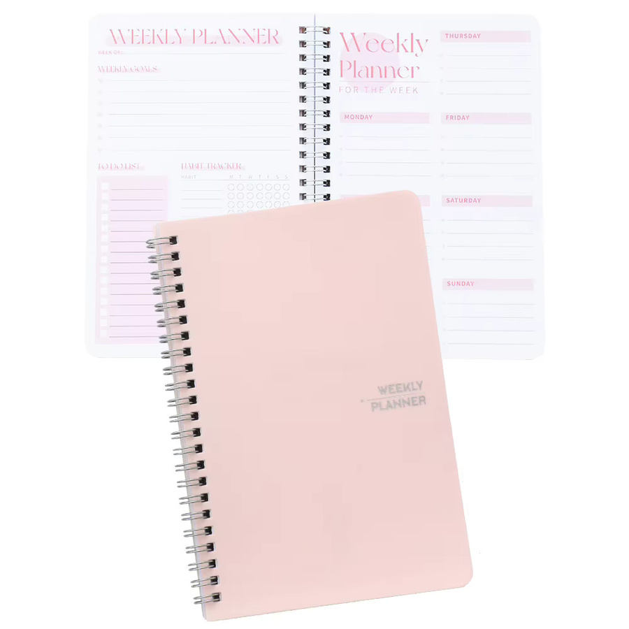 Undatiertes Wochenplaner Notebook mit Hardcover aus PVC in Schwarz, 53 Blatt für Tagespläne und Prioritäten - Bild 2