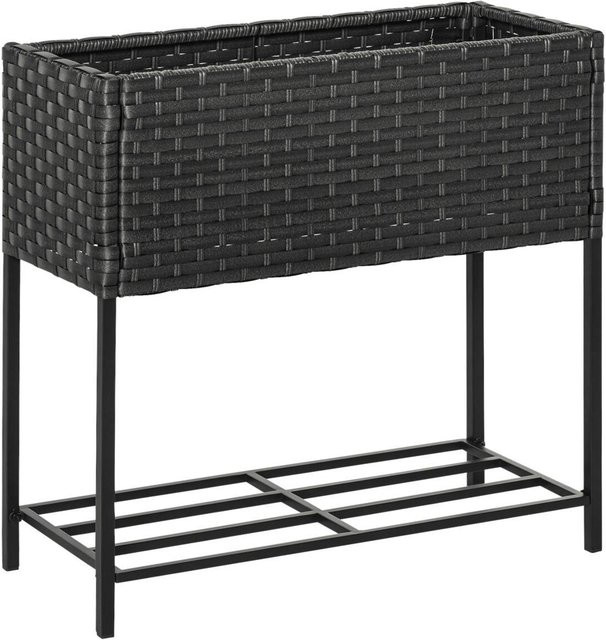 Outsunny Hochbeet aus Polyrattan und Stahl mit Füßen und Ablage in Braun, B/H/T: 70 x 72 x 30 cm - Bild 2