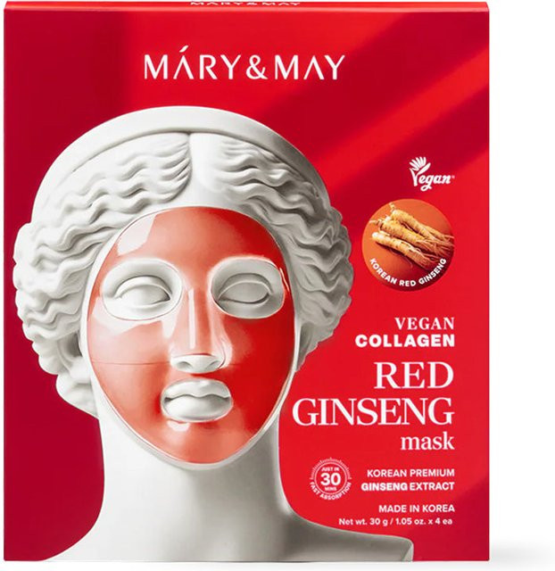 Mary&May Collagen Red Ginseng Mask Set, 4x 30g, mit Niacinamid, Hyaluronsäure, Red Ginseng - Bild 1