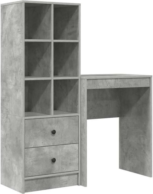 vidaXL Schreibtisch und Hochboard Set in Betongrau, 2-teiliges Büroset im minimalistischen Design - Bild 1