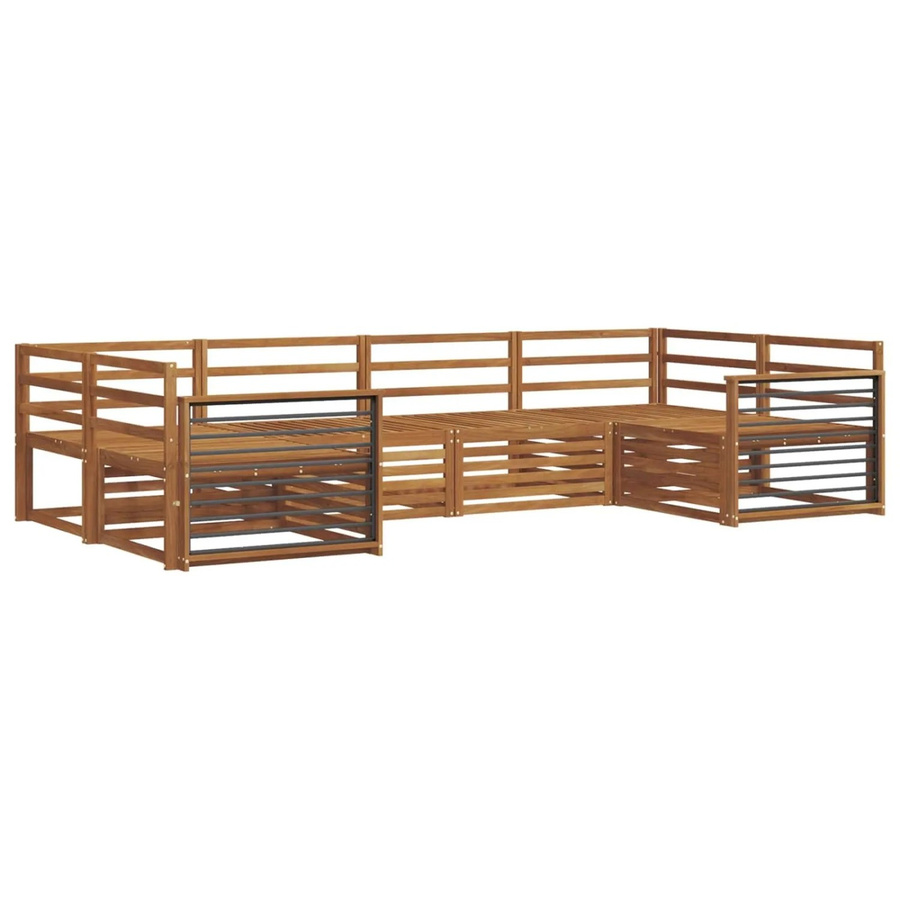 vidaXL Sofagarnitur aus Massivholz Akazie in Braun, 6-teiliges L-Shape Sofa Set mit modernem Latten-Design - Bild 2