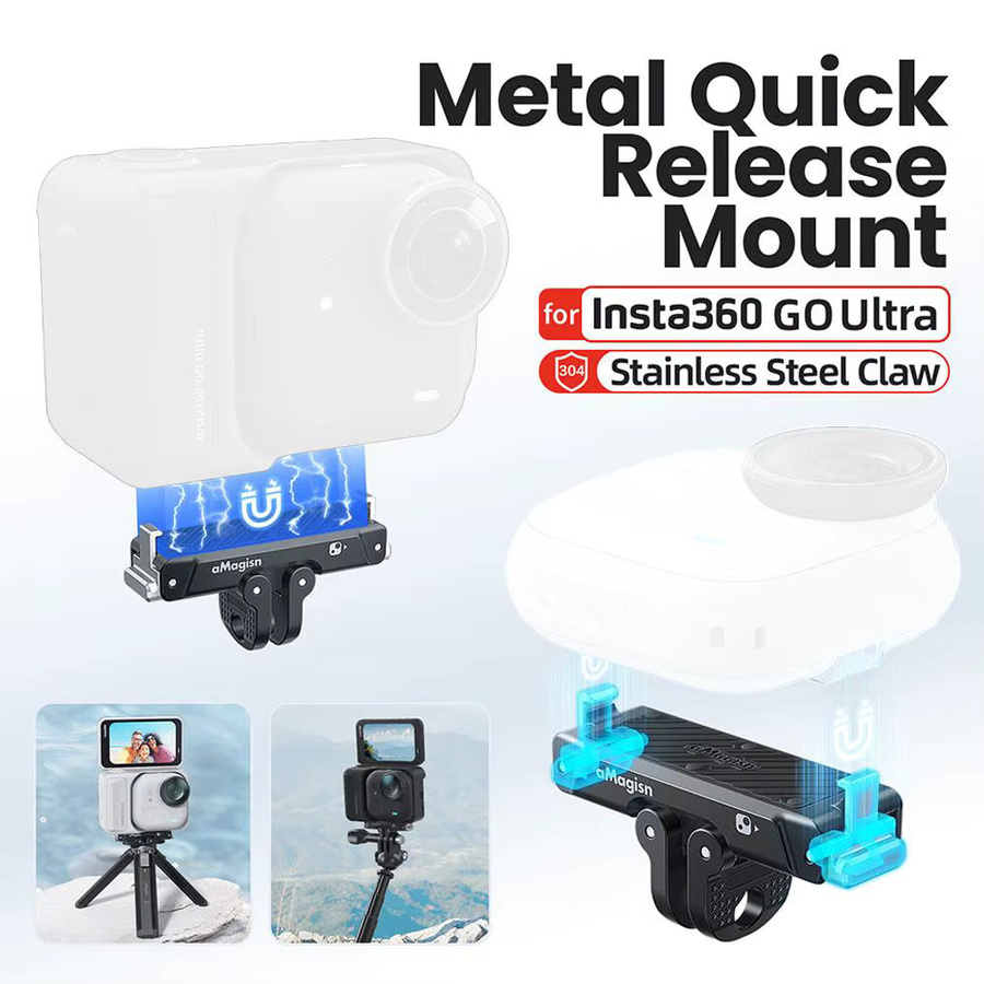 Insta360 Quick Release Metall Halterung und Magnetischer Adapter für Insta360 GO Ultra in Schwarz - Bild 4