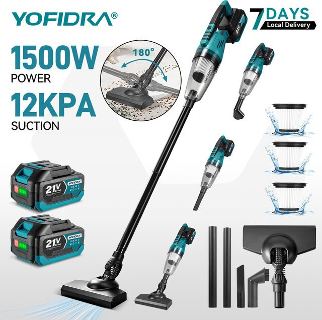 YOFIDRA 4in1 Elektrischer Akku-Staubsauger 1500W mit 12Kpa Saugkraft für Haus, Auto und Garten, kompatibel mit Makita Akku - Bild 1