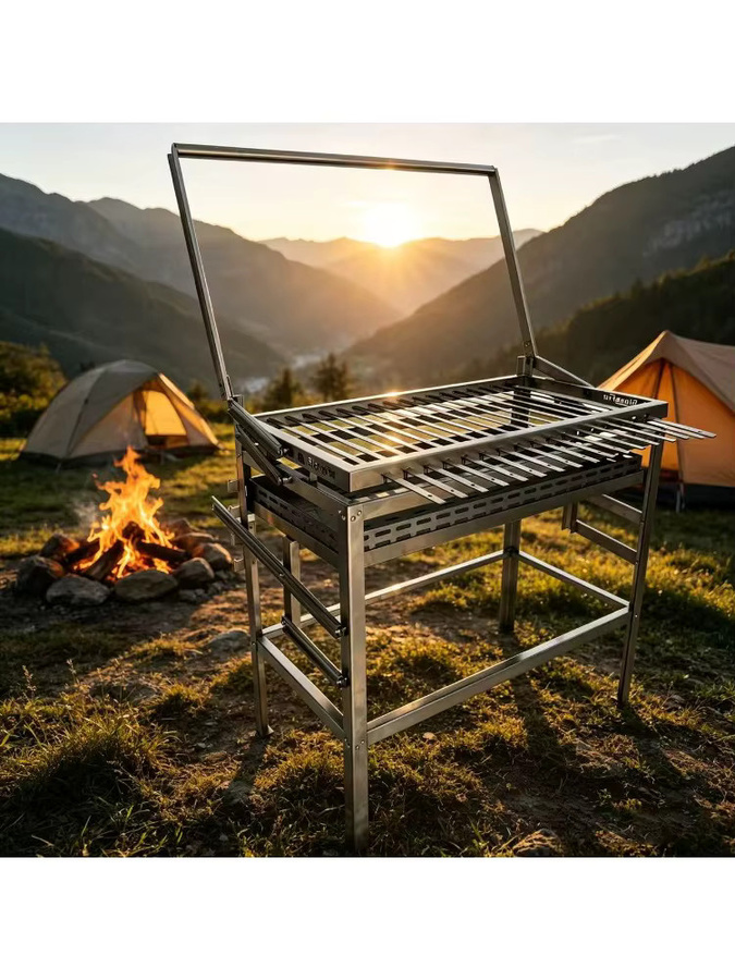 Klappbarer Edelstahl-Grill in Silber für Desktop und Outdoor - Bild 5