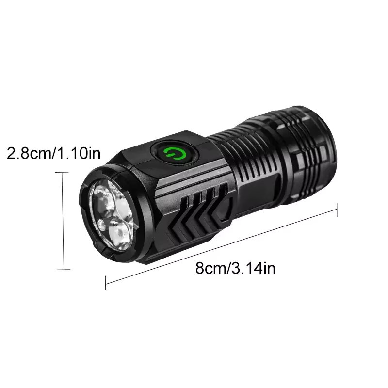 XIWANGFIRE Wiederaufladbare EDC LED-Taschenlampe in Schwarz, wasserdichte Tragbare Taschenlampe für Camping und Wandern - Bild 4