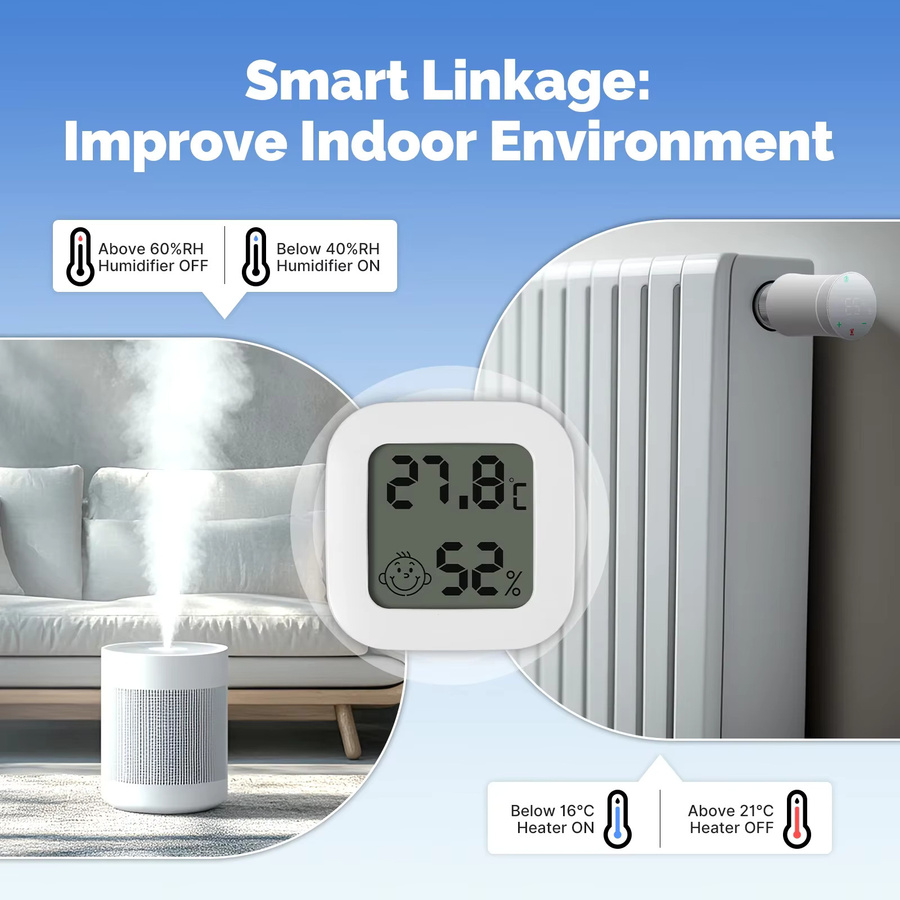 MOES Zigbee Tuya Smart Temperatur- und Feuchtigkeitssensor mit LCD-Display in Weiß zur App-Fernüberwachung via Smart Life App - Bild 3