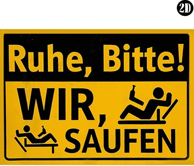 Retro Metallschild Hello Young mit deutschem Spruch Ruhe bitte, wir trinken zur Bar-Dekoration, Breite: 20 cm, Höhe: 14 cm, Tiefe: 1 cm - Bild 1