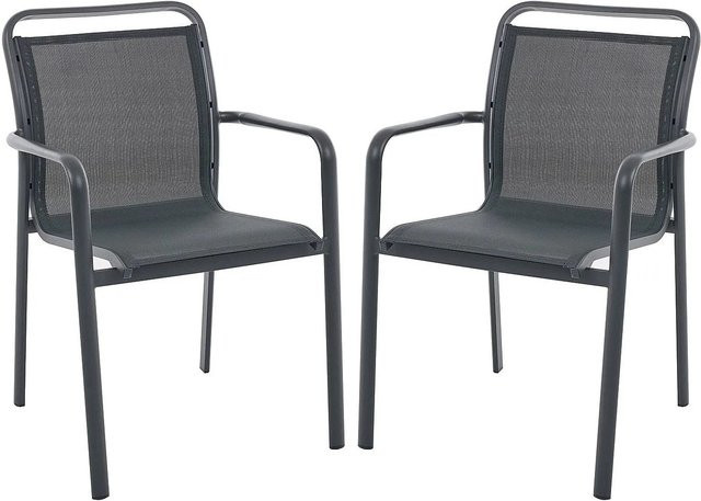 Gartenstuhl Velyra von Vente-unique aus Aluminium und Textilene in Anthrazitgrau, stapelbar, Breite: 57 cm - Bild 1