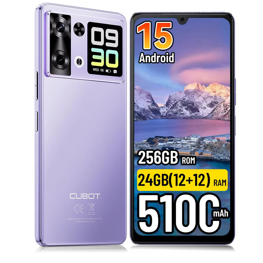 Cubot P90 Smartphone Android 15 mit 256 GB Speicher, 12 GB RAM, 6,88 Zoll 120Hz Display, 64 MP Kamera und NFC in Violett - Bild 8