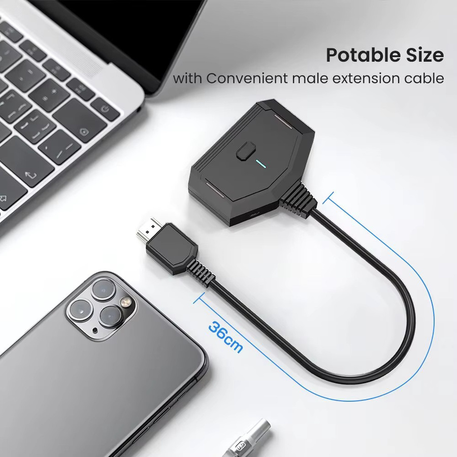 NIERBO HDMI Switcher 3 in 1 Out, 4K und Full HD Unterstützung, HDMI Wahlschalter in Schwarz für Xbox, PS5 und Fire TV mit automatischer und manueller Umschaltung - Bild 4