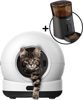 Zedar K1200 PRO Selbstreinigende Katzentoilette mit App-Steuerung, Kamera und Futterautomat, 82L, Weiß - Bild 1