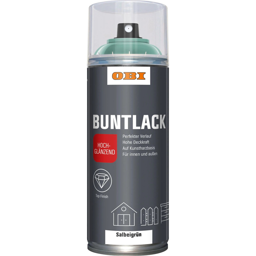OBI Buntlack Spray Salbeigrün hochglänzend 400 ml - Bild 2