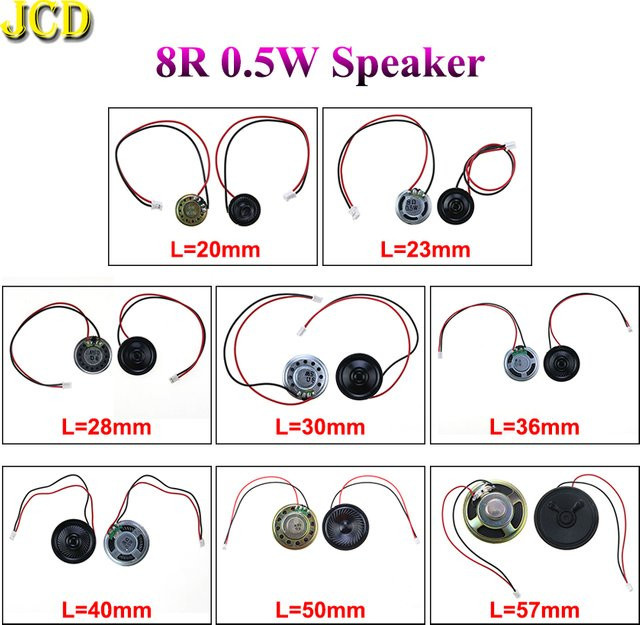 JCD Mini Ultradünner Hornlautsprecher 0,5 W 8 Ohm Schwarz mit P2.0 Terminal-Draht - Bild 1