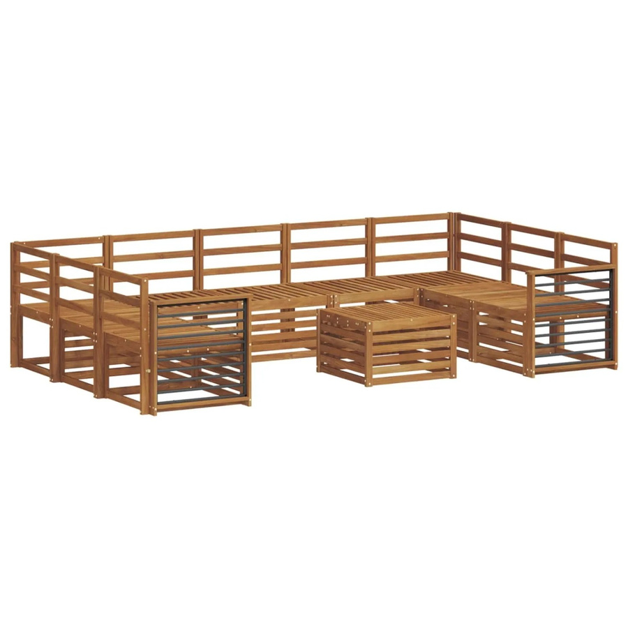 vidaXL 10-teilige Sofagarnitur aus Massivholz Akazie in Braun im U-Shape Design - Bild 2