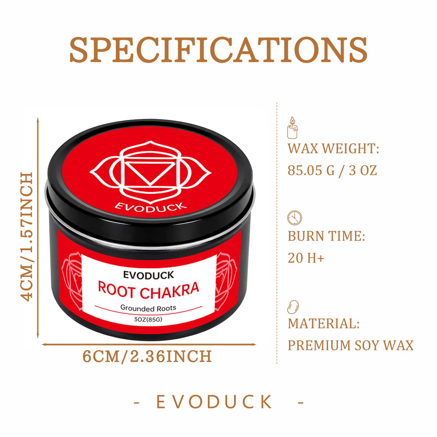 EVODUCK Patchouli-Wurzel Chakra Duftkerze für Meditation und Yoga in Rot - Bild 3