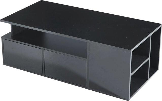 okwish Wohnzimmertisch mit LED und 2 Schubladen in Schwarz, B/T: 100 x 50 cm - Bild 1