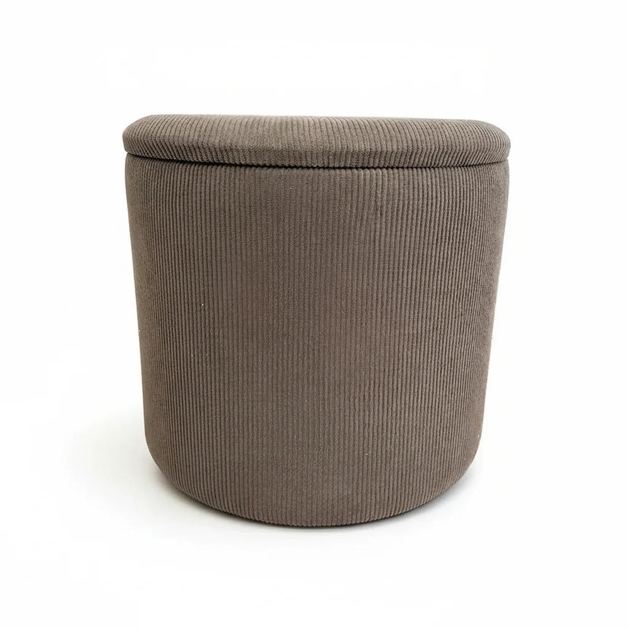 House of Nature Aufbewahrungs-Pouf Arth in Braun mit gerippter Cord-Struktur und abnehmbarem Bezug, Durchmesser: 38 cm - Bild 1