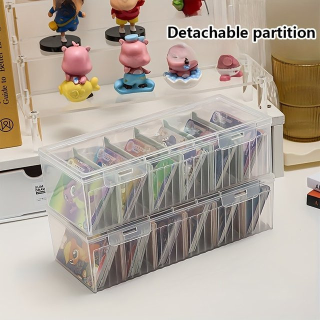 Transparente Aufbewahrungsbox mit Deckel und herausnehmbarem Trenner in Orange, Staubdichter Desktop-Organizer aus Kunststoff für Schmuck, Perlen und Kleinteile, B/T/H: 10,0 x 6,8 x 1,0 cm - Bild 1