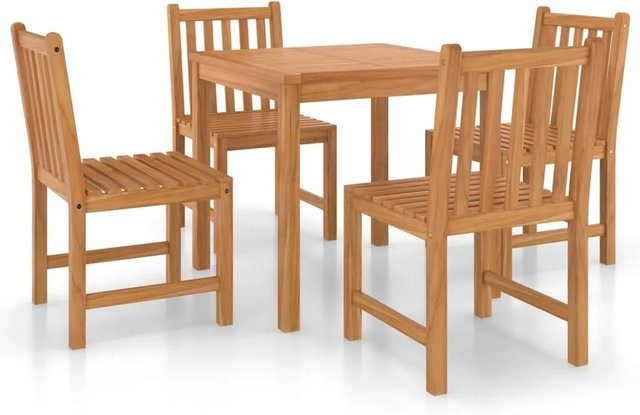 vidaXL 5-tlg Garten-Essgruppe aus Massivholz Teak Modell 39 in Braun - Bild 1