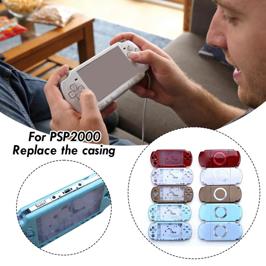 Sony Ersatz-Gehäuse-Set für PSP 2000 Konsole in Grün mit allen Knöpfen und Schrauben als DIY-Reparatur-Kit - Bild 3