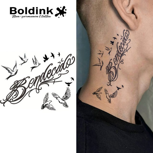 Boldink Temporäres Tattoo, betende Vögel, wasserfest, Unisex - Bild 1