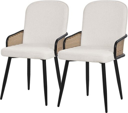 2er Set Esszimmerstühle ML-Design in Beige mit Armlehnen und Rückenlehne, moderne Polsterstühle für Esszimmer und Küche - Bild 1