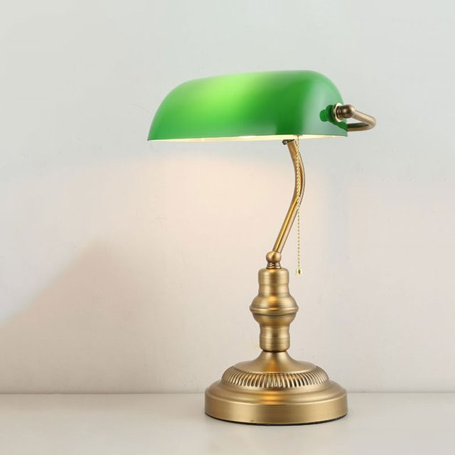 Vintage Schreibtischlampe aus Glas und Kupfer im antiken Design für Wohnzimmer und Schlafzimmer - Bild 1