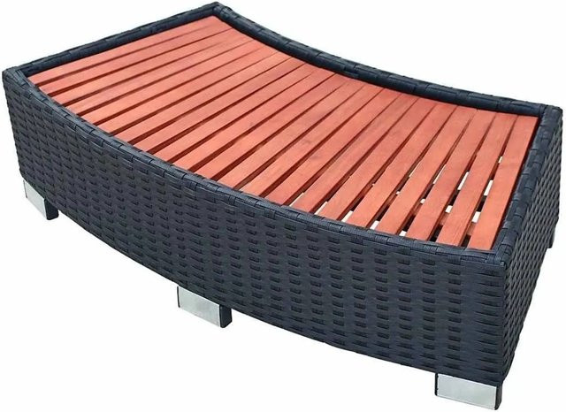 vidaXL Spa-Einstiegsstufe aus Poly Rattan in Schwarz, B/T/H: 92 x 45 x 25 cm - Bild 1