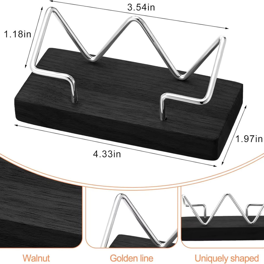 JESJELIU Visitenkartenhalter aus Holz in Braun als Schreibtisch-Organizer und Memo-Holder für Büro und Zuhause - Bild 1