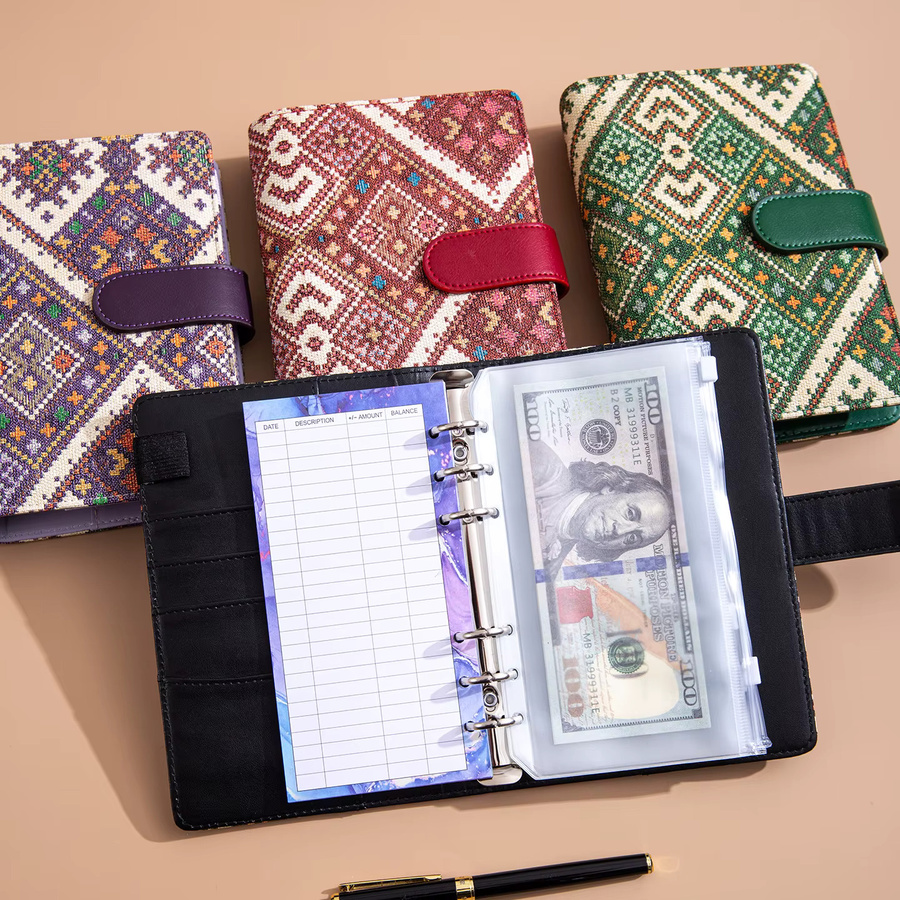 Coliky A6 Budget-Planer Ringbuch mit Stoff-Textur und Kunststoff-Ordner in Multicolour - Bild 3