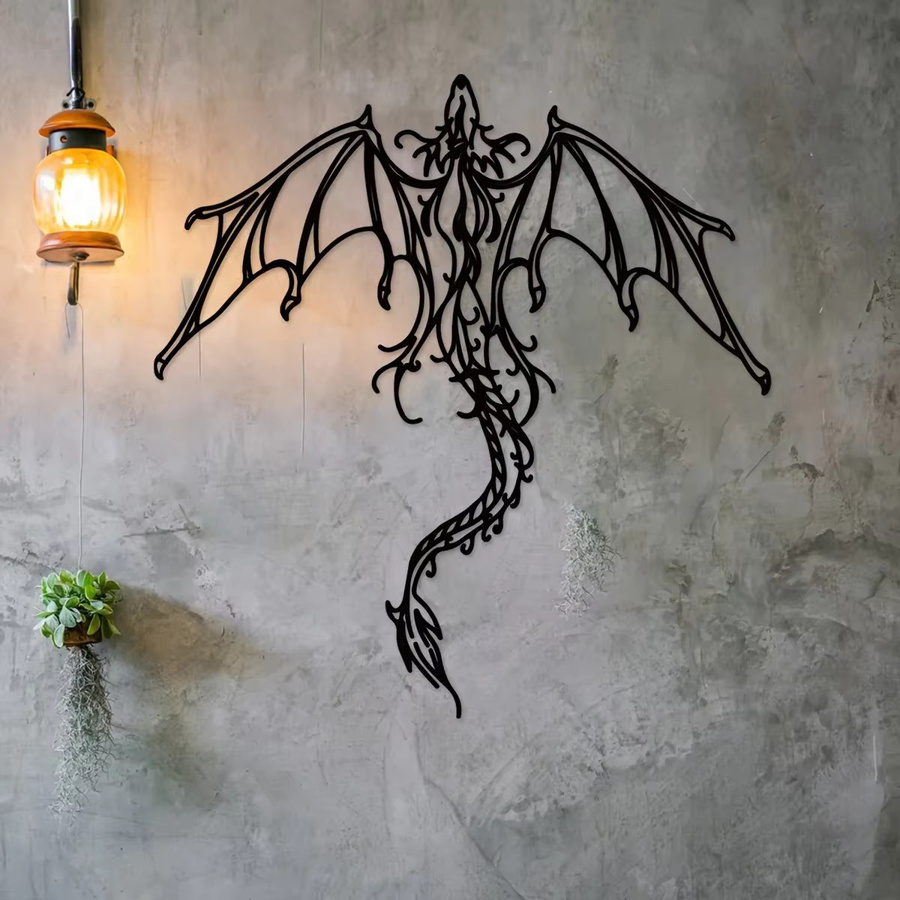 CIFBUY Wandkunst Drache aus Metall in Schwarz als Fantasy Dekoration für dein Zuhause - Bild 3