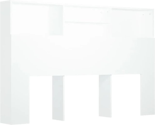 vidaXL Bett-Kopfteil mit integrierten Ablagen in Weiß, B/T/H: 160 x 19 x 103,5 cm - Bild 1