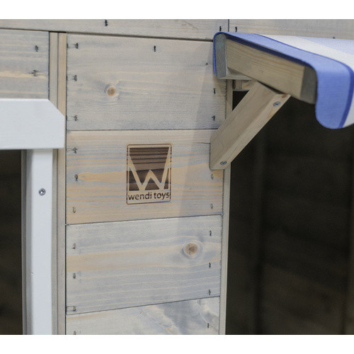 Wendi Toys Kinderspielhaus Delfin aus Holz mit Kaufladen-Fenster und Markisen, Blau/Natur - Bild 6