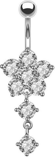Bauchnabelring Edelstahl, Silber, Zirkonia, Damen - Bild 1