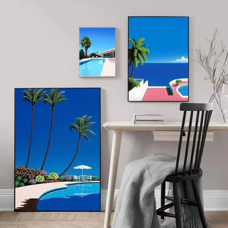 Hiroshi Nagai Vaporwave Japan Strand Sommer Poster als selbstklebender wasserfester Wandaufkleber aus Papier, Mehrfarbig - Bild 3