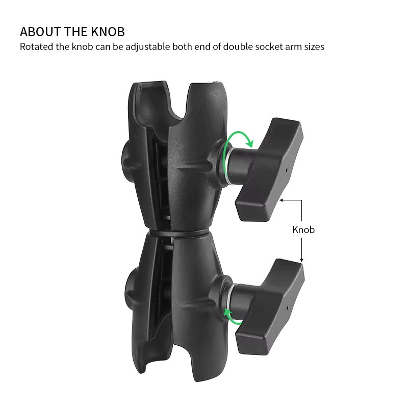 VINmounta Verstellbarer Drehbarer Doppelsockelarm für 1,5 Zoll Kugelsystem in Schwarz, kompatibel mit RAM Mounts, Handyhalterung, Länge: 16 cm - Bild 2