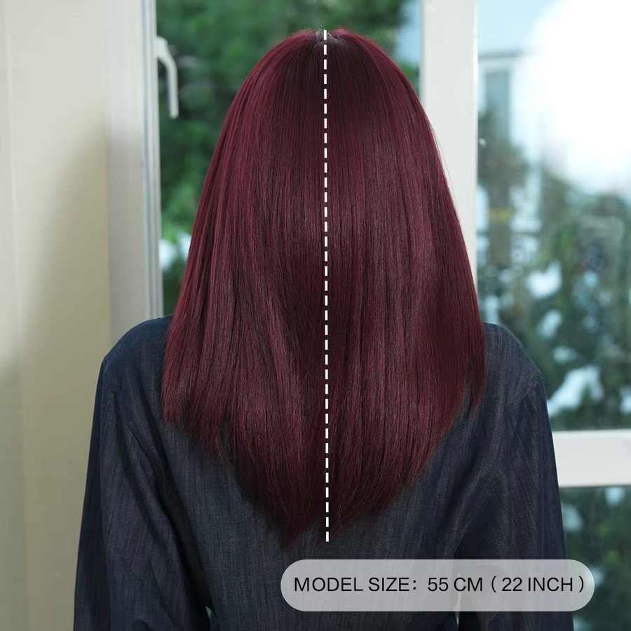 NAMM Perücke für Damen, schulterlang, weinrot, synthetisch - Bild 3