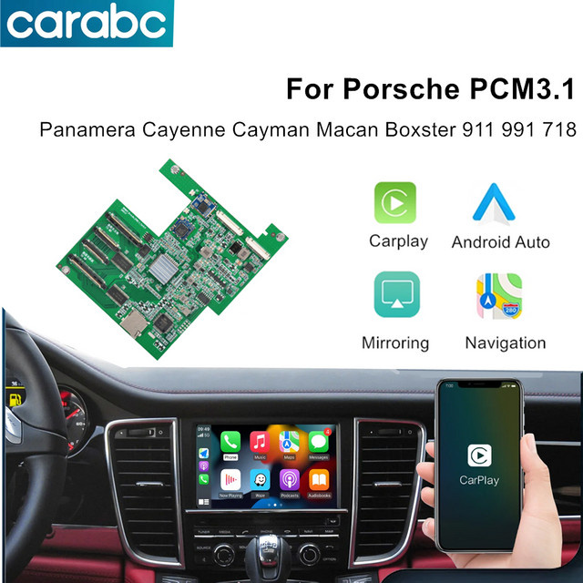 CARABC Drahtlose CarPlay und Android Auto Adapter für Porsche PCM3.1 Panamera Cayenne Cayman Macan Boxster 911 991 718 inklusive Rückfahrkamera, Schwarz - Bild 1